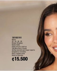 BRASIER STRAPPLE REALCE MEDIO COPAS CON ARO - Blanco