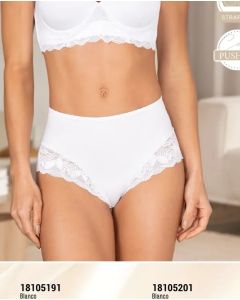 PANTY TIRO ALTO ENCAJE EN PIERNAS - Blanco