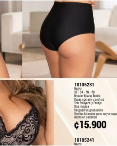 PANTY TIRO ALTO CONTROL EN ABDOMEN SIN COSTURAS EN PIERNAS - Negro