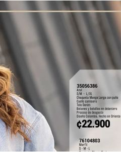 CHAQUETA CON PUÑO CUELLO CAMISERO - Azul