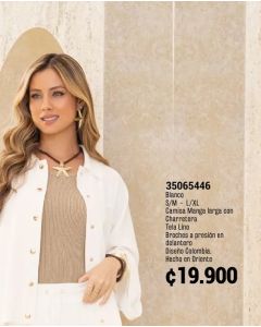 CAMISA MANGA LARGA CON CHARRETERA - Blanco