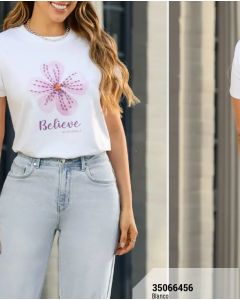 CAMISETA MANGA CORTA CUELLO REDONDO - Blanco