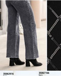 JEANS TIRO ALTO BOTA STRAIGHT WIDE - Negro