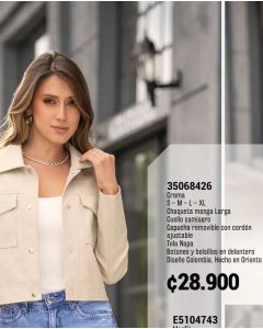 CHAQUETA CUELLO CAMISERO CAPUCHA REMOVIBLE - Crema