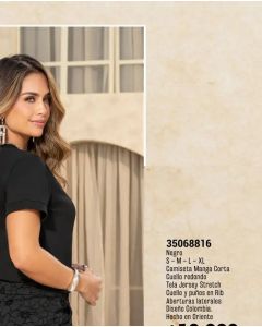 CAMISETA MANGA CORTA CUELLO REDONDO - Negro