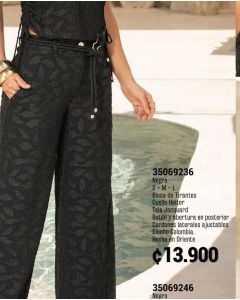 PANTALON CASUAL TIRO ALTO BOTA WIDE LEG - Negro