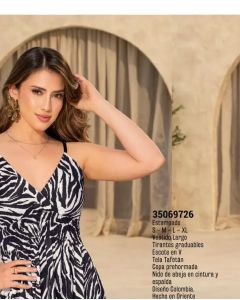 VESTIDO LARGO TIRANTES GRADUABLES ESCOTE EN V - Estampado