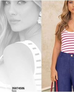 BLUSA MANGA SISA ESCOTE REDONDO - Rayas