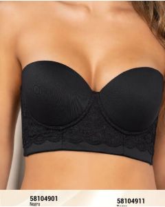 BRASER STRAPLESS REALCE MEDIO COPAS CON ARO - Negro