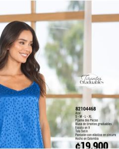PIJAMA 2 PIEZAS PANTALON BLUSA DE TIRANTES ESCOTE EN V - Azul