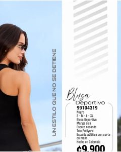 BLUSA DEPORTIVA CUELLO REDONDO MANGA SISA - Negro